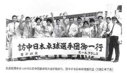 訪中する日本卓球選手団(1962.7)（『ピンポン外交の軌跡』より）